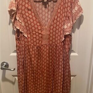 Rust and Cream Patterned Dress